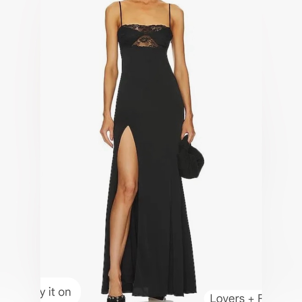 Lovers + Friends Black Lace Detail Dress